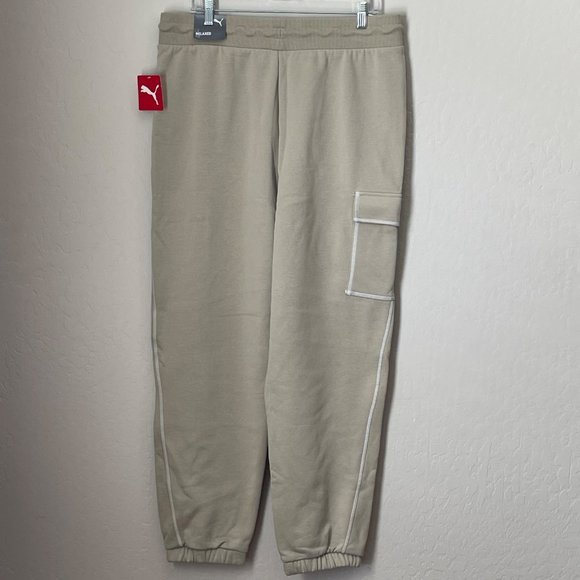 Puma Power Cargo Pants Tan Women's Extra Large Relaxed Fit Lounging NWT Winter - Picture 2 of 7